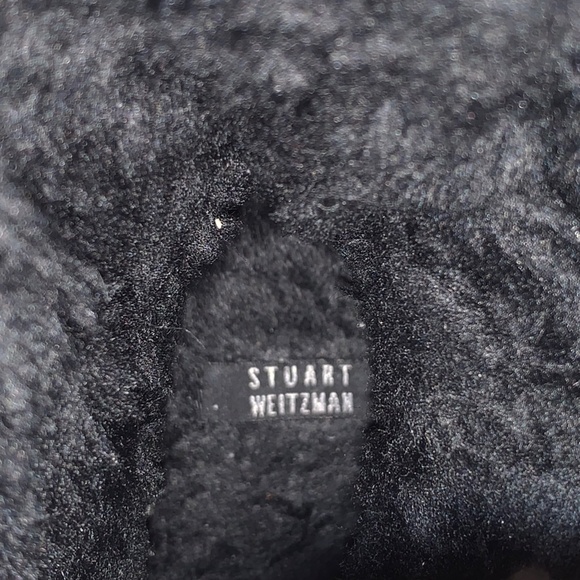 Stuart Weitzman Furstup Slate Grey suede Booties 9 Faux fur pull in buckle Heel - Picture 7 of 16